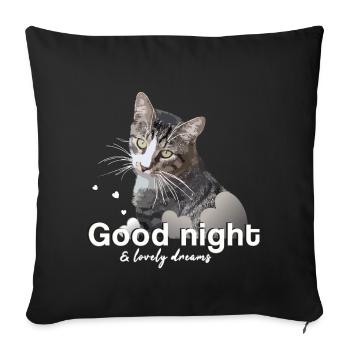 Sleep shirt good night good night - Sofa pillowcase 17,3'' x 17,3'' (45 x 45 cm) - black - Front
