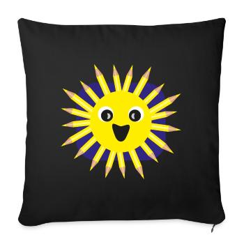Kindergeburtstags Sonne mit Stiften. - Sofakissenbezug 45 x 45 cm - Schwarz - Vorne