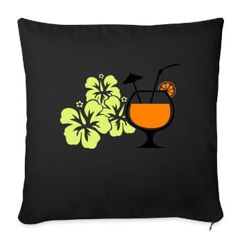 Hawaii Hibiskus Cocktail - Sofakissenbezug 45 x 45 cm - Schwarz - Vorne