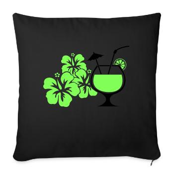 Hawaii Hibiskus Cocktail - Sofakissenbezug 45 x 45 cm - Schwarz - Vorne