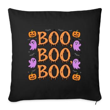 Lustige Halloween-'BOO'-Geister und Kürbisse - Sofakissenbezug 45 x 45 cm - Schwarz - Vorne