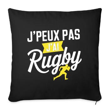j peux pas j ai rugby - Housse de coussin décorative 45 x 45 cm - noir - Devant