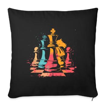 Schachfiguren Retrowave - Sofakissenbezug 45 x 45 cm - Schwarz - Vorne