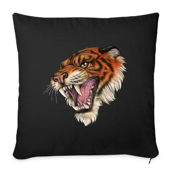 Brüllend Tiger Wildkatze Geschenk Freiheit Natur - Sofakissenbezug 45 x 45 cm - Schwarz - Vorne