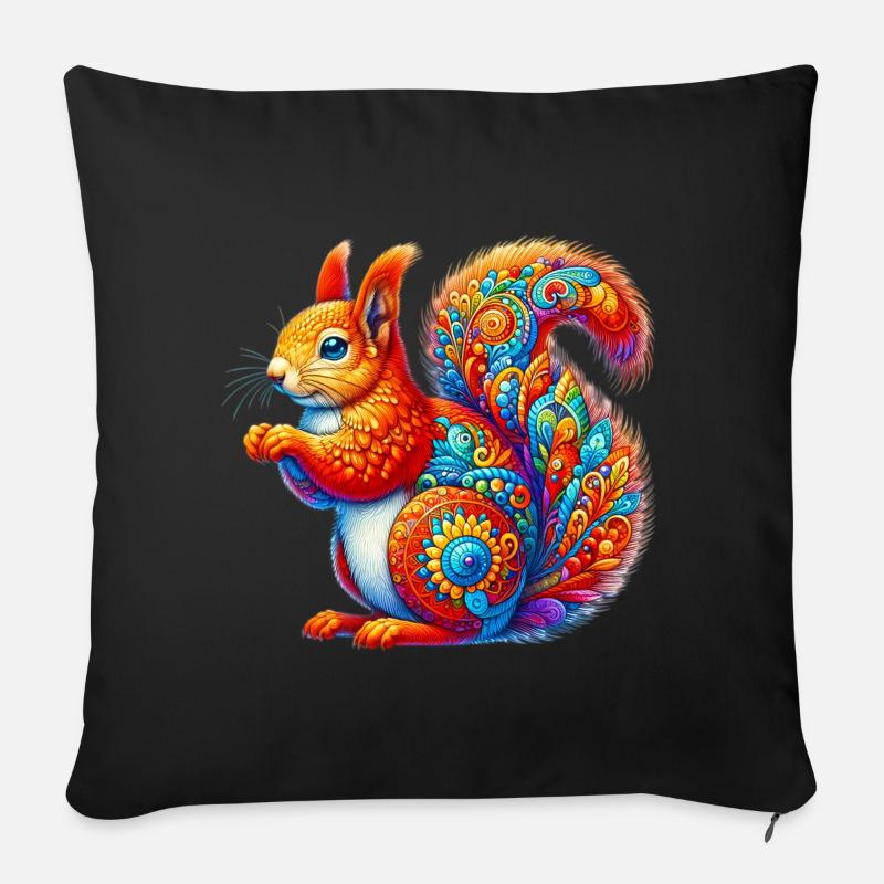 Eichhörnchen - Sofakissenbezug 45 x 45 cm - Schwarz