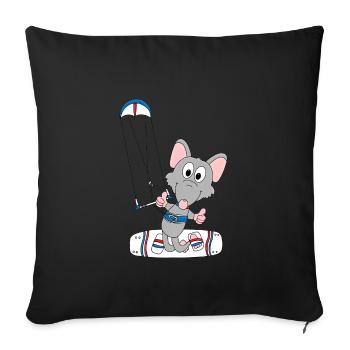 KITESURFEN - RATTE - WASSERRATTE - KITE - KITEN - Sofakissenbezug 45 x 45 cm - Schwarz - Vorne