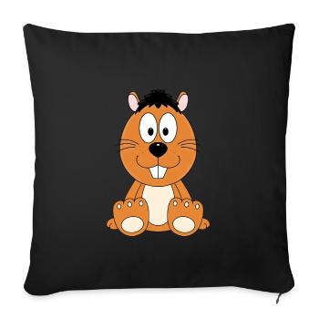 BIBER - OTTER - TIER - TIERE - Sofakissenbezug 45 x 45 cm - Schwarz - Vorne