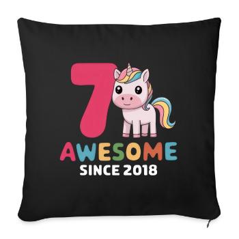 7e anniversaire - Génial depuis 2018 - Housse de coussin décorative 45 x 45 cm - noir - Devant