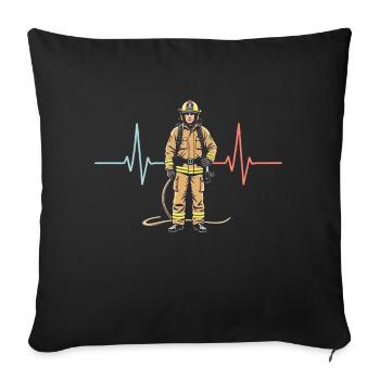 Feuerwehrmann Herzschlag Feuerwehr sprüchen - Sofakissenbezug 45 x 45 cm - Schwarz - Vorne