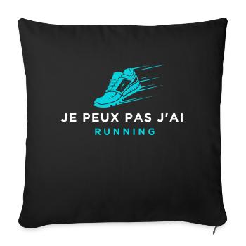 I can't I have running woman - Sofa pillowcase 17,3'' x 17,3'' (45 x 45 cm) - black - Front