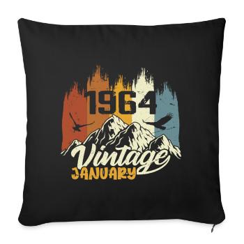 Anniversaire Janvier 1964 - Cadeau Janvier 1964 - Housse de coussin décorative 45 x 45 cm - noir - Devant