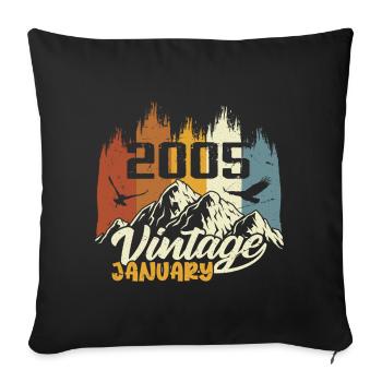 Anniversaire Janvier 2005 - Cadeau Janvier 2005 - Housse de coussin décorative 45 x 45 cm - noir - Devant