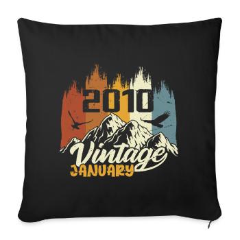 Anniversaire Janvier 2010 - Cadeau Janvier 2010 - Housse de coussin décorative 45 x 45 cm - noir - Devant