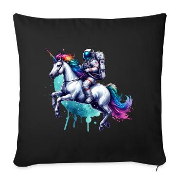 Licorne astronaute - Housse de coussin décorative 45 x 45 cm - noir - Devant