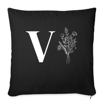 Lette v fleurs minimalistes - Housse de coussin décorative 45 x 45 cm - noir - Devant