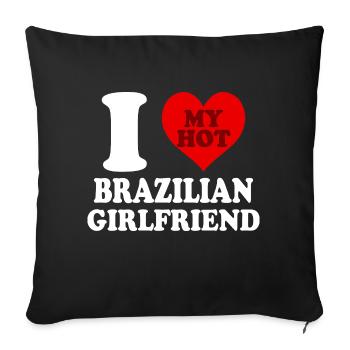I Love My Brazilian Girlfriend Funny Heart - Sofa pillowcase 17,3'' x 17,3'' (45 x 45 cm) - black - Front