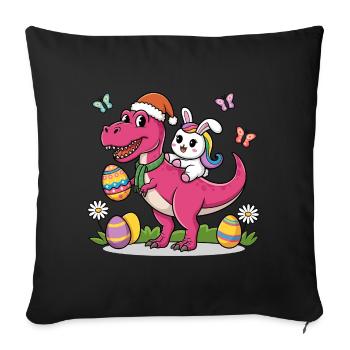 Pâques Dinosaure Oreilles de lapin Pâques - Housse de coussin décorative 45 x 45 cm - noir - Devant