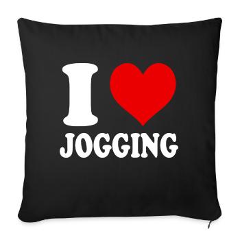 I Love Jogging Running Running Cardio Heart Funny - Sofa pillowcase 17,3'' x 17,3'' (45 x 45 cm) - black - Front
