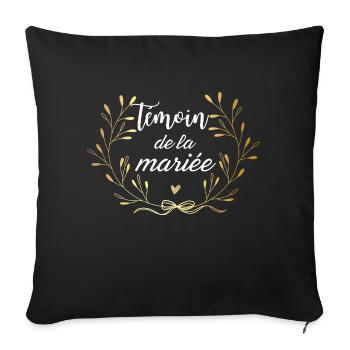 Témoin de la mariée couronne doré - Housse de coussin décorative 45 x 45 cm - noir - Devant