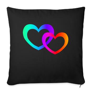Colorful Hearts - Sofa pillowcase 17,3'' x 17,3'' (45 x 45 cm) - black - Front