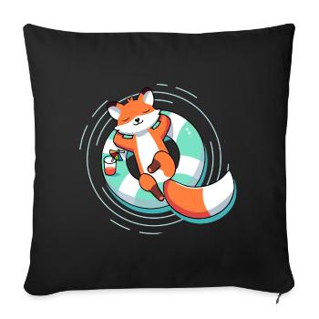 Entspannter Fuchs im Pool – Sommer & Leichtigkeit - Sofakissenbezug 45 x 45 cm - Schwarz - Vorne
