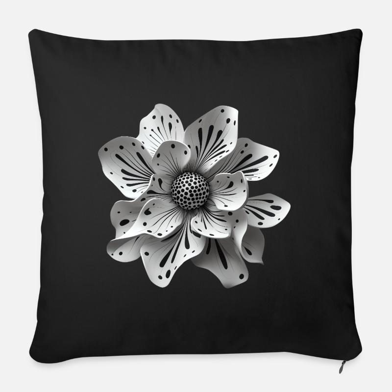 Blume Edelweiss Abstrakt - Sofakissenbezug 45 x 45 cm - Schwarz
