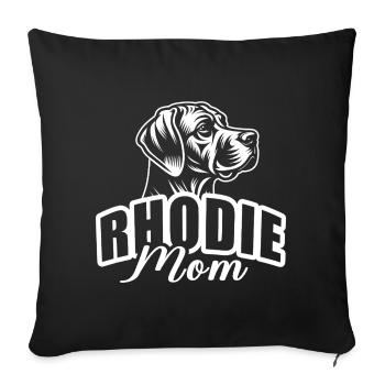 « Rhodie Mom » avec tête de chien - Housse de coussin décorative 45 x 45 cm - noir - Devant