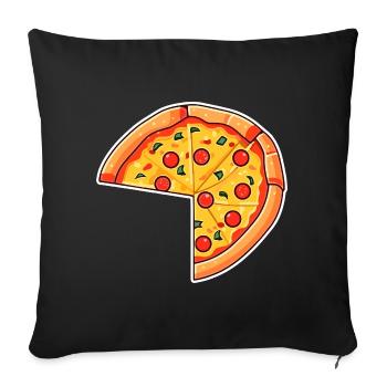 Pizza Cartoon Look - Sofa pillowcase 17,3'' x 17,3'' (45 x 45 cm) - black - Front
