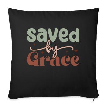 Sauvé par la grâce - Housse de coussin décorative 45 x 45 cm - noir - Devant