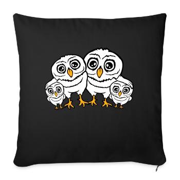 4 Owls Dad Mom Child Baby Family Mother Father - Sofa pillowcase 17,3'' x 17,3'' (45 x 45 cm) - black - Front