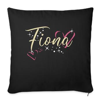 Fiona Nom Prénom Calligraphie coeur - Housse de coussin décorative 45 x 45 cm - noir - Devant