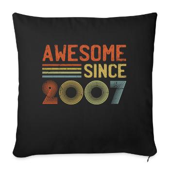 Génial depuis 2007" - Rétro Vintage 18e anniversaire - Housse de coussin décorative 45 x 45 cm - noir - Devant