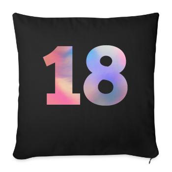 Numéro 18 coloré - Housse de coussin décorative 45 x 45 cm - noir - Devant