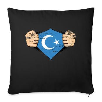 Uyghur flag design used - Sofa pillowcase 17,3'' x 17,3'' (45 x 45 cm) - black - Front