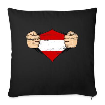 Austria flag design used - Sofa pillowcase 17,3'' x 17,3'' (45 x 45 cm) - black - Front