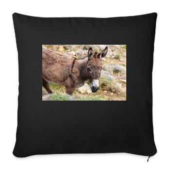 Âne dans un champ Paysage Île de Mykonos Sud A - Housse de coussin décorative 45 x 45 cm - noir - Devant