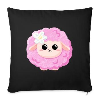 Cute Pink Sheep - Sofa pillowcase 17,3'' x 17,3'' (45 x 45 cm) - black - Front