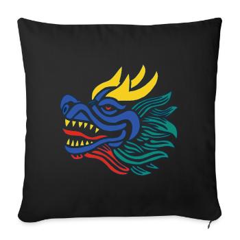 Das Lächeln des blauen chinesischen Drachen - Sofakissenbezug 45 x 45 cm - Schwarz - Vorne