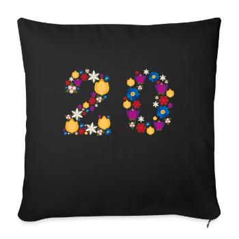 Fleurs 20 - Housse de coussin décorative 45 x 45 cm - noir - Devant