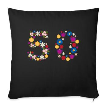 Fleurs 50 - Housse de coussin décorative 45 x 45 cm - noir - Devant