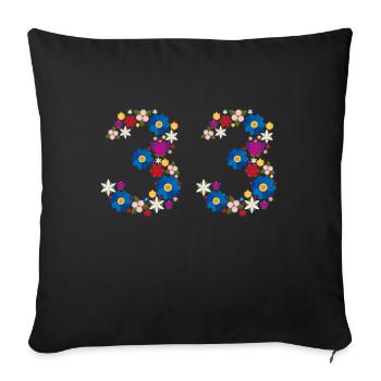 Fleurs 33 - Housse de coussin décorative 45 x 45 cm - noir - Devant