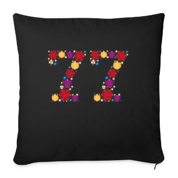 Fleurs 77 - Housse de coussin décorative 45 x 45 cm - noir - Devant