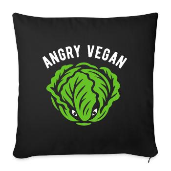 Salat - Angry vegan - Vegane Ernährung - Sofakissenbezug 45 x 45 cm - Schwarz - Vorne