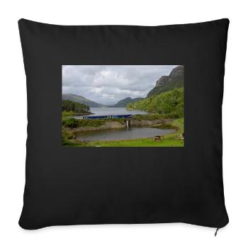 ScotRail train passing Scottish Loch - Sofa pillowcase 17,3'' x 17,3'' (45 x 45 cm) - black - Front