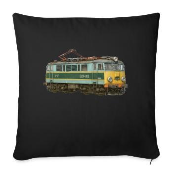 EU07 Electric locomotive, locomotive, railway, trains, travel - Sofa pillowcase 17,3'' x 17,3'' (45 x 45 cm) - black - Front