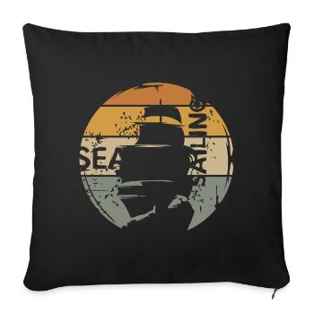 Sea Sailing Retro Design – Maritime Motif - Housse de coussin décorative 45 x 45 cm - noir - Devant