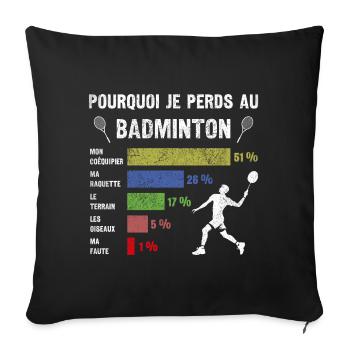 I Can't I Badminton Gift Idea Humor Dad - Sofa pillowcase 17,3'' x 17,3'' (45 x 45 cm) - black - Front