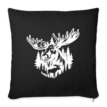 Majestic Moose in Forest Silhouette - Sofa pillowcase 17,3'' x 17,3'' (45 x 45 cm) - black - Front
