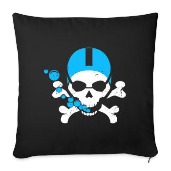 Swimming Skull - Sofa pillowcase 17,3'' x 17,3'' (45 x 45 cm) - black - Front