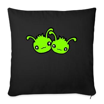 2 Chenille Alien Monster Team Amis Couple Amoureux - Housse de coussin décorative 45 x 45 cm - noir - Devant